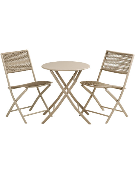 Arcas Bistro Set - Bistro set, 2 chairs and 1 table, polyester/steel, taupe 