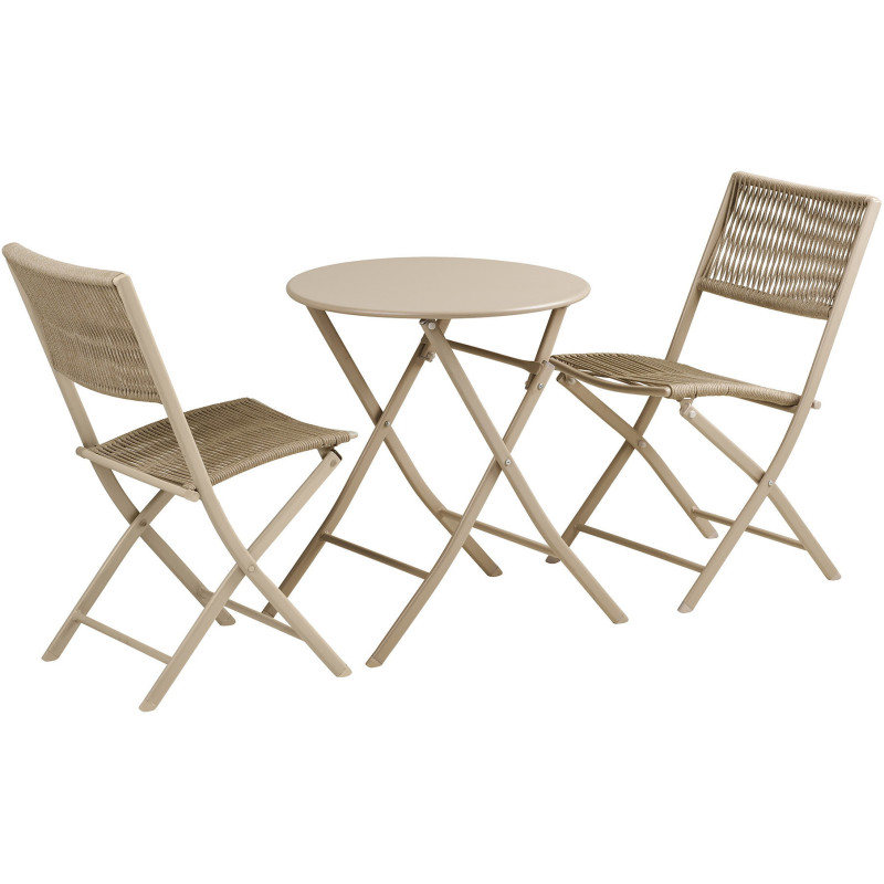 Arcas Bistro Set - Bistro set, 2 chairs and 1 table, polyester/steel, taupe 