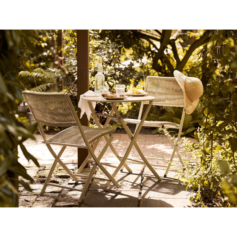 Arcas Bistro Set - Bistro set, 2 chairs and 1 table, polyester/steel, taupe 