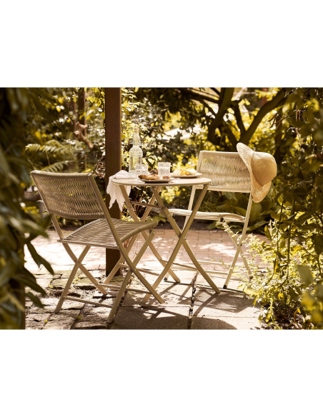 Arcas Bistro Set - Bistro set, 2 chairs and 1 table, polyester/steel, taupe 