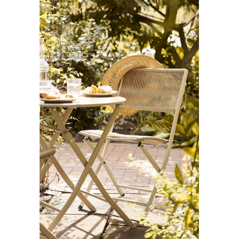 Arcas Bistro Set - Bistro set, 2 chairs and 1 table, polyester/steel, taupe 