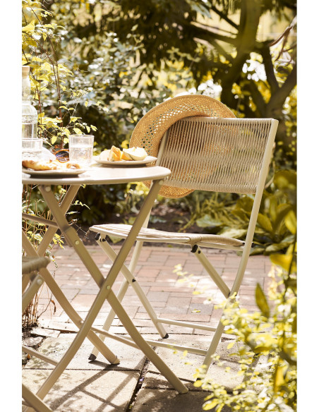 Arcas Bistro Set - Bistro set, 2 chairs and 1 table, polyester/steel, taupe 