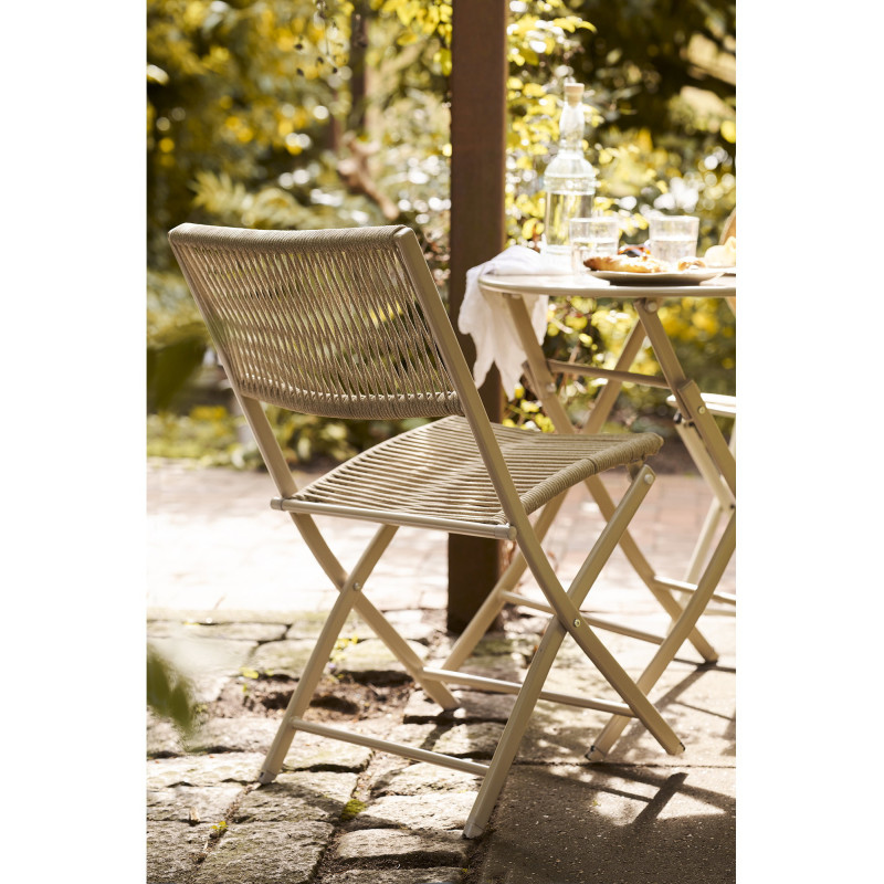 Arcas Bistro Set - Bistro set, 2 chairs and 1 table, polyester/steel, taupe 