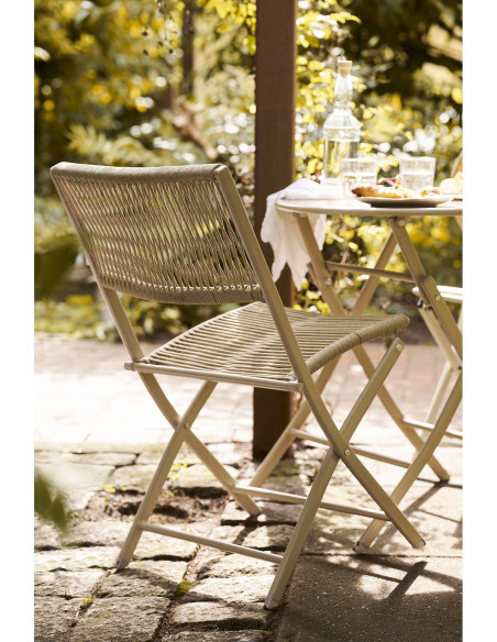 Arcas Bistro Set - Bistro set, 2 chairs and 1 table, polyester/steel, taupe 