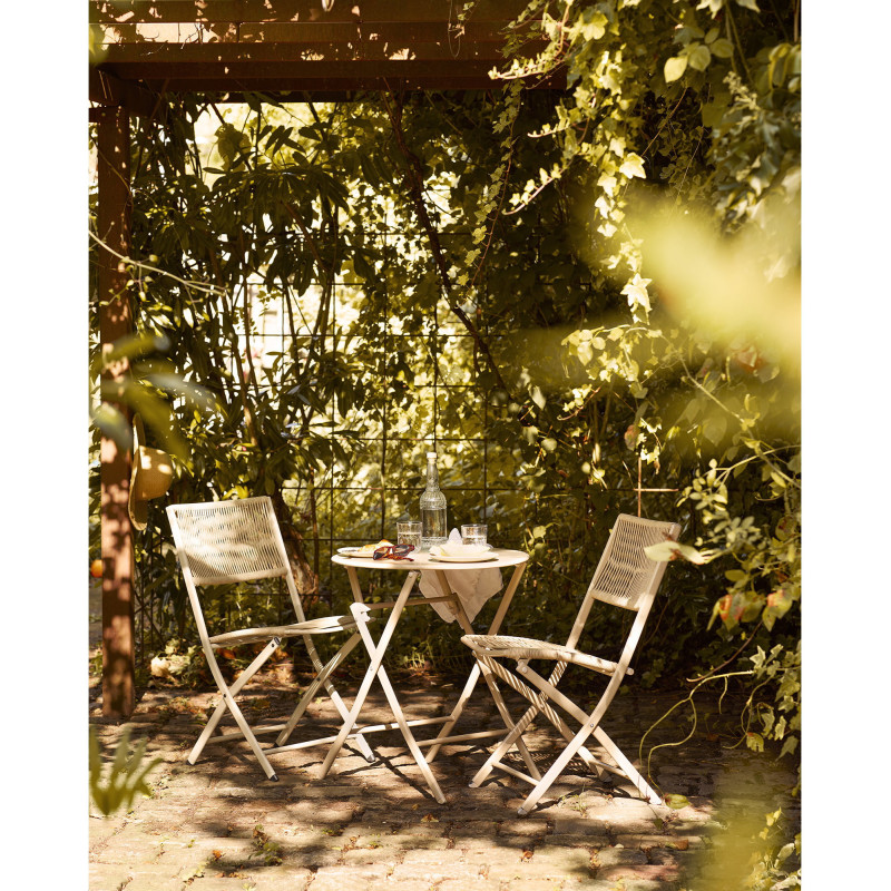Arcas Bistro Set - Bistro set, 2 chairs and 1 table, polyester/steel, taupe 