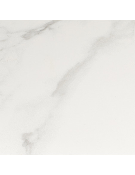 Table basse céramique effet marbre blanc Ø60 x H42 cm pied bois foncé Noli 