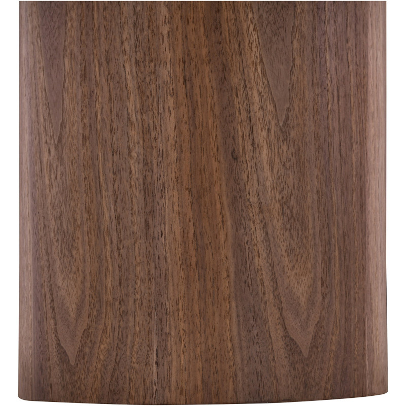 Table basse céramique effet marbre blanc Ø60 x H42 cm pied bois foncé Noli 