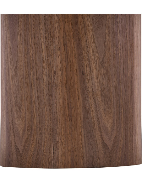 Table basse céramique effet marbre blanc Ø60 x H42 cm pied bois foncé Noli 