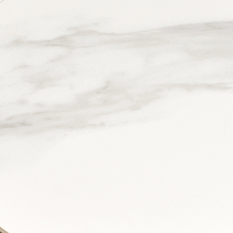 Table d’appoint céramique effet marbre blanc Ø40 x H38 cm pied bois foncé Noli 