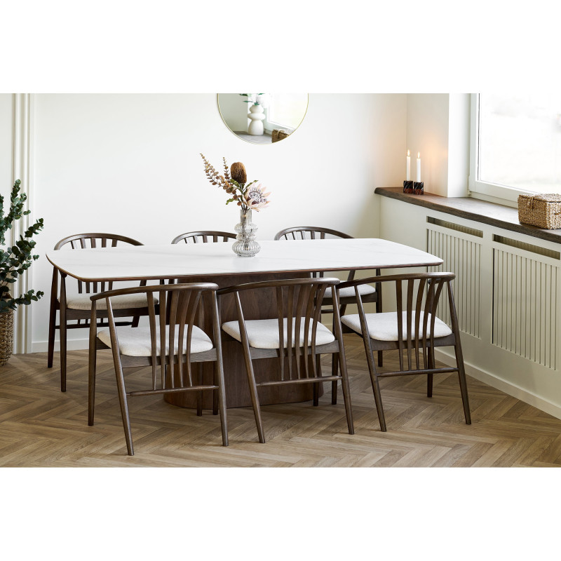 Table à manger céramique marbre blanc 200 x 90 x 76 cm 6-8 personnes Noli 