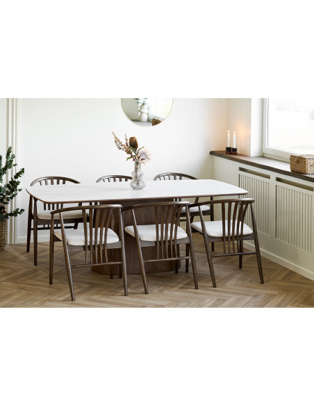 Table à manger céramique marbre blanc 200 x 90 x 76 cm 6-8 personnes Noli 