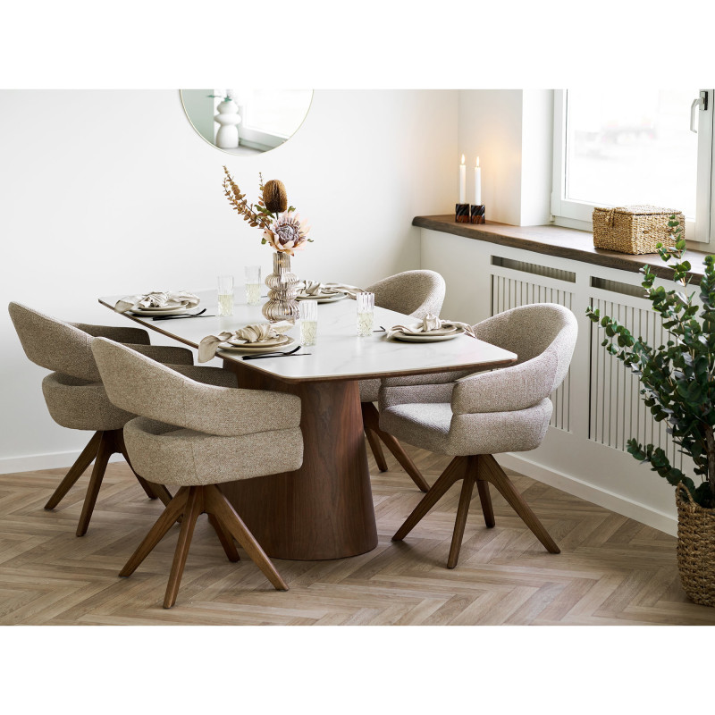 Table à manger céramique marbre blanc 200 x 90 x 76 cm 6-8 personnes Noli 