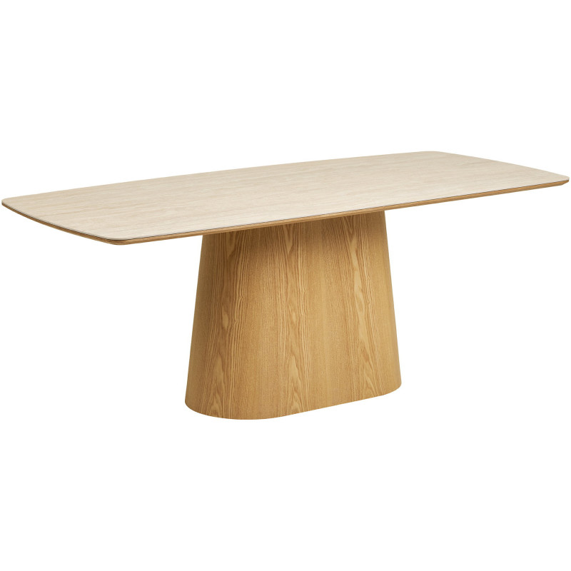 Table à manger céramique effet travertin 200 x 90 x 76 cm 6-8 personnes Noli 