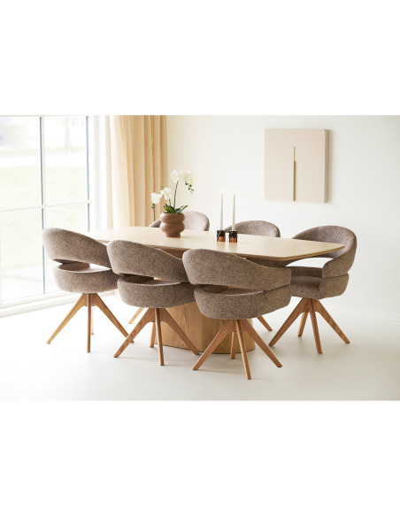 Table à manger céramique effet travertin 200 x 90 x 76 cm 6-8 personnes Noli 