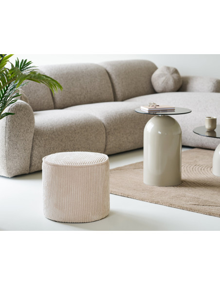 Taupo Pouf - Pouf, corduroy, beige ø40x35 cm, HN1424 
