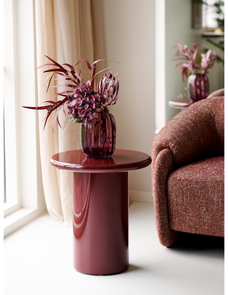 Table d'appoint Ø45 cm MDF laqué bordeaux Otago 