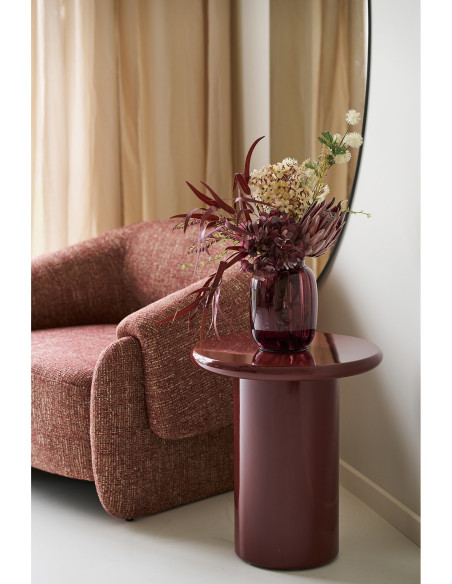Table d'appoint Ø45 cm MDF laqué bordeaux Otago 