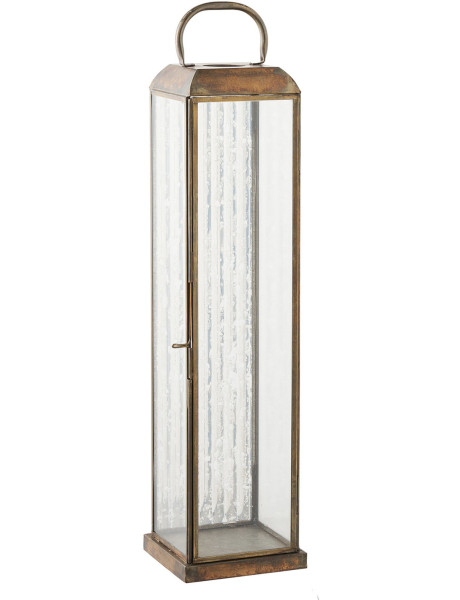 Herslev Lantern - Lantern, glass/metal, antique brass look 12x12x49 cm