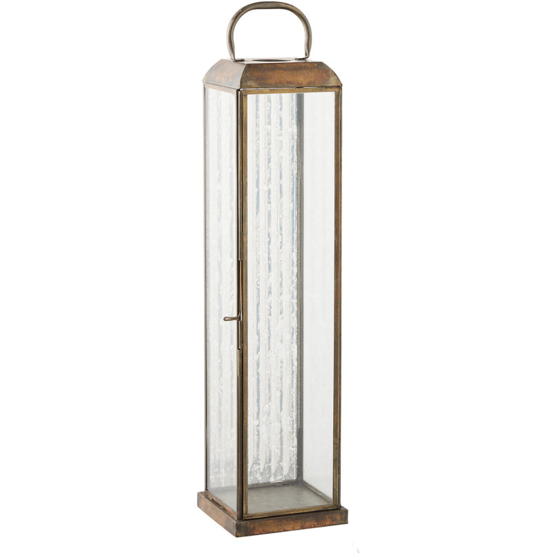 Herslev Lantern - Lantern, glass/metal, antique brass look 12x12x49 cm