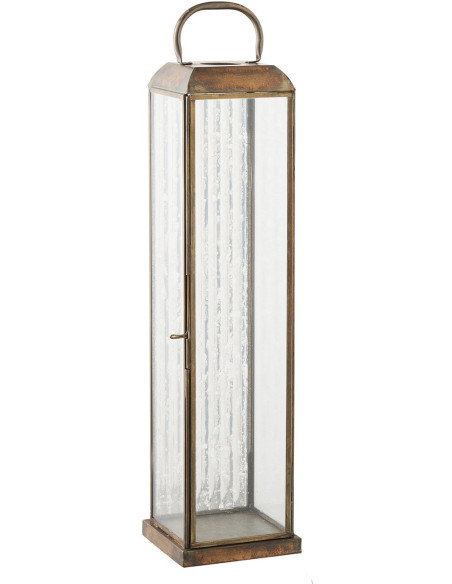 Herslev Lantern - Lantern, glass/metal, antique brass look 12x12x49 cm