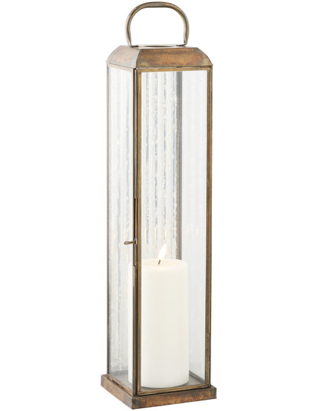 Herslev Lantern - Lantern, glass/metal, antique brass look 12x12x49 cm 