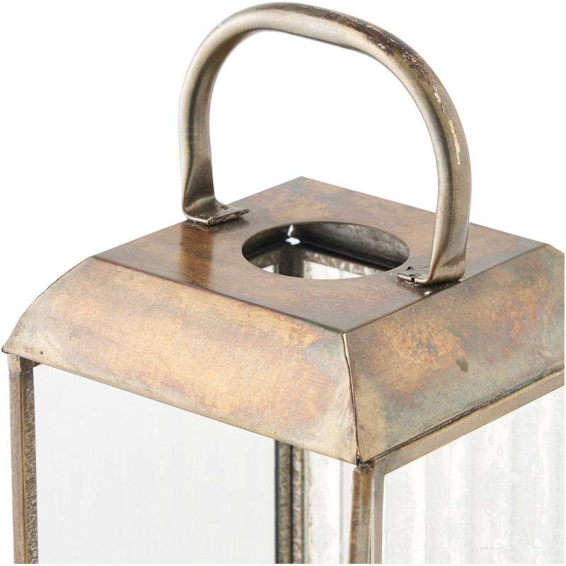 Herslev Lantern - Lantern, glass/metal, antique brass look 12x12x49 cm 