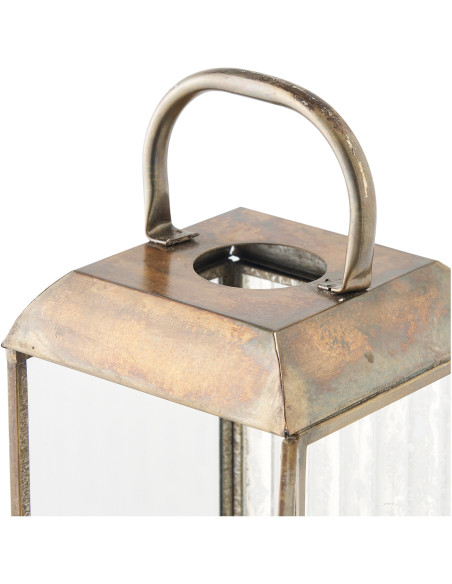 Herslev Lantern - Lantern, glass/metal, antique brass look 12x12x49 cm 