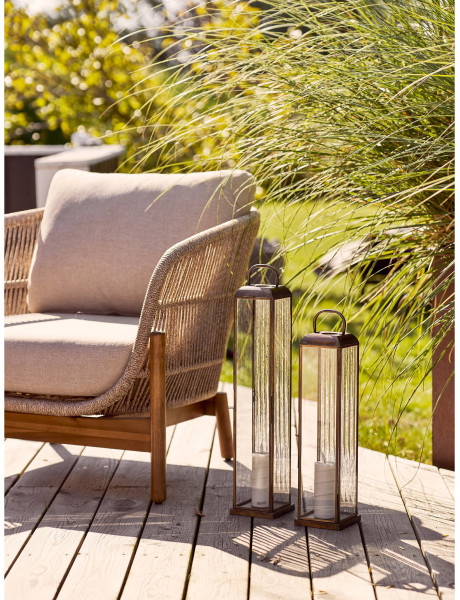 Herslev Lantern - Lantern, glass/metal, antique brass look 12x12x49 cm 