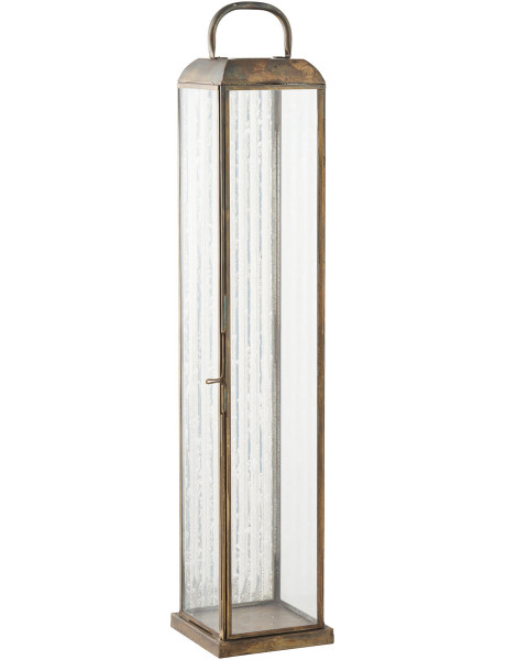 Herslev Lantern - Lantern, glass/metal, antique brass look 12x12x60 cm