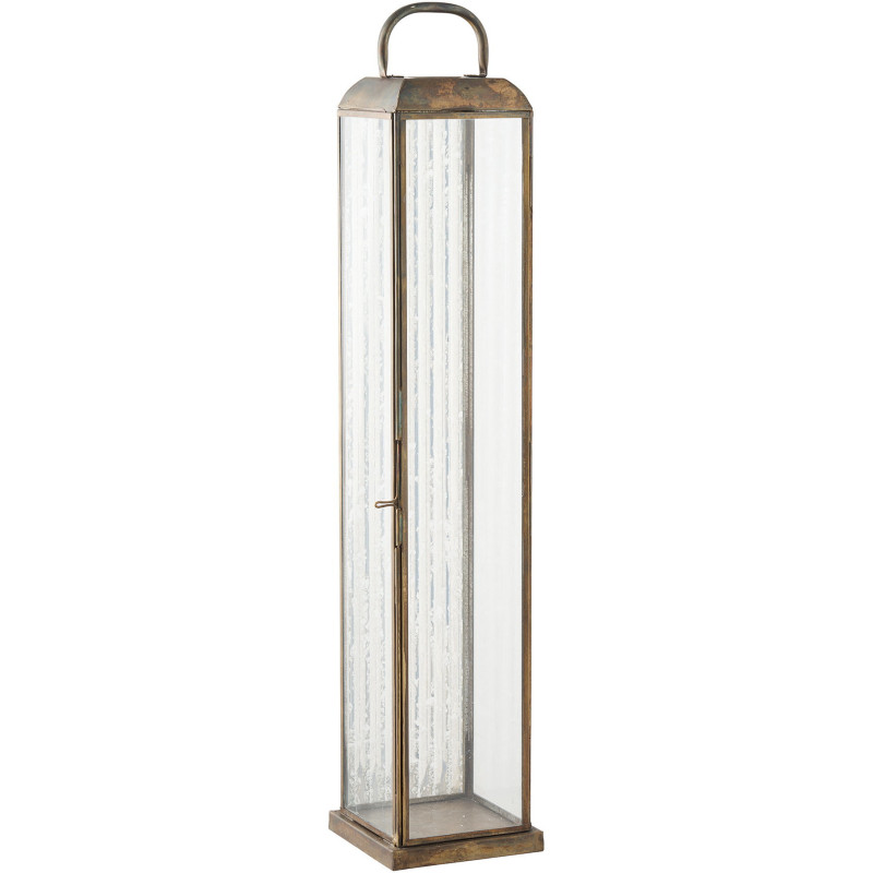 Herslev Lantern - Lantern, glass/metal, antique brass look 12x12x60 cm