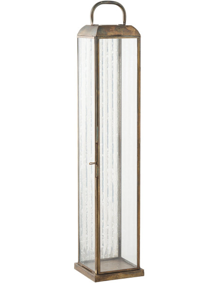Herslev Lantern - Lantern, glass/metal, antique brass look 12x12x60 cm