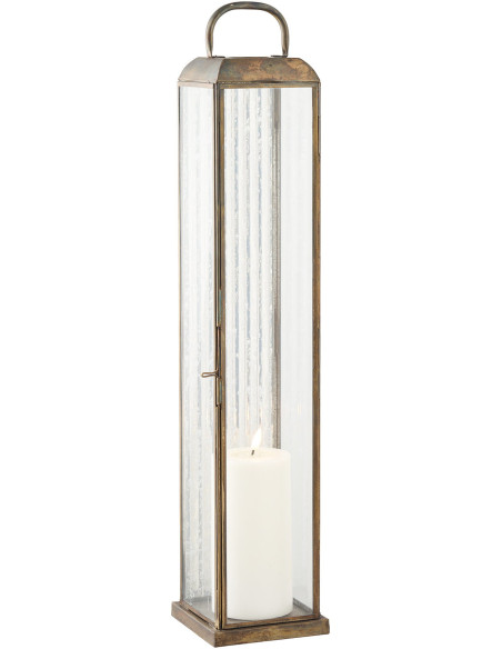 Herslev Lantern - Lantern, glass/metal, antique brass look 12x12x60 cm 