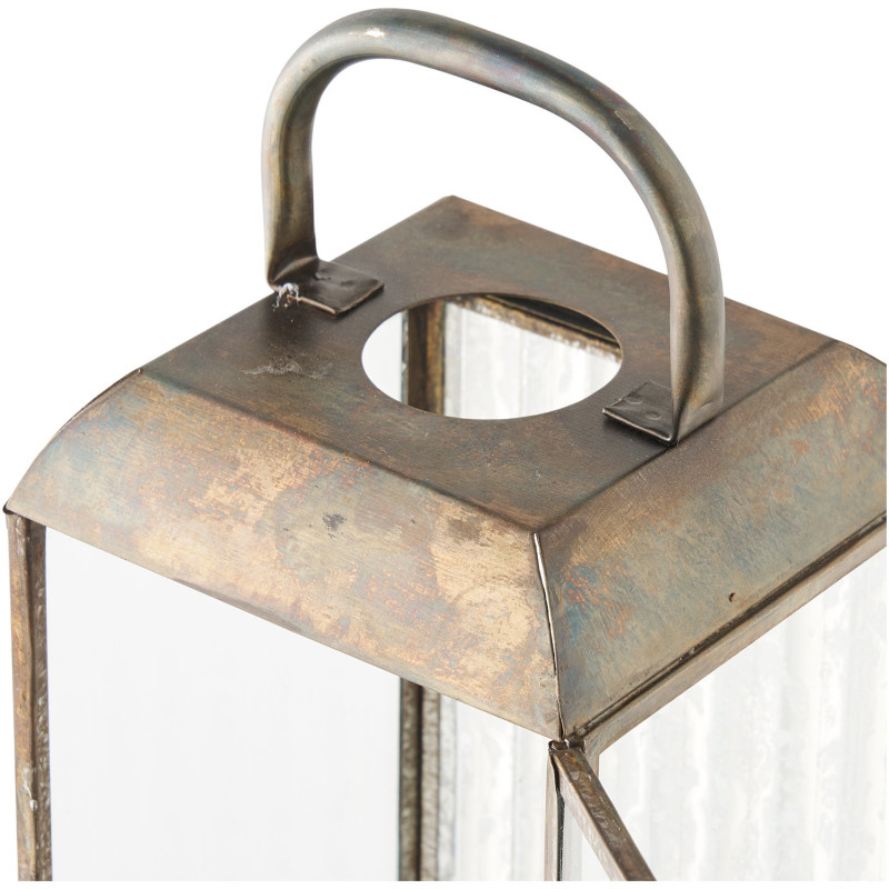 Herslev Lantern - Lantern, glass/metal, antique brass look 12x12x60 cm 