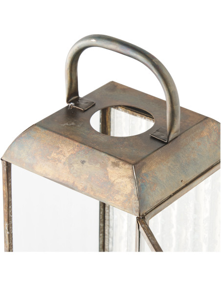Herslev Lantern - Lantern, glass/metal, antique brass look 12x12x60 cm 