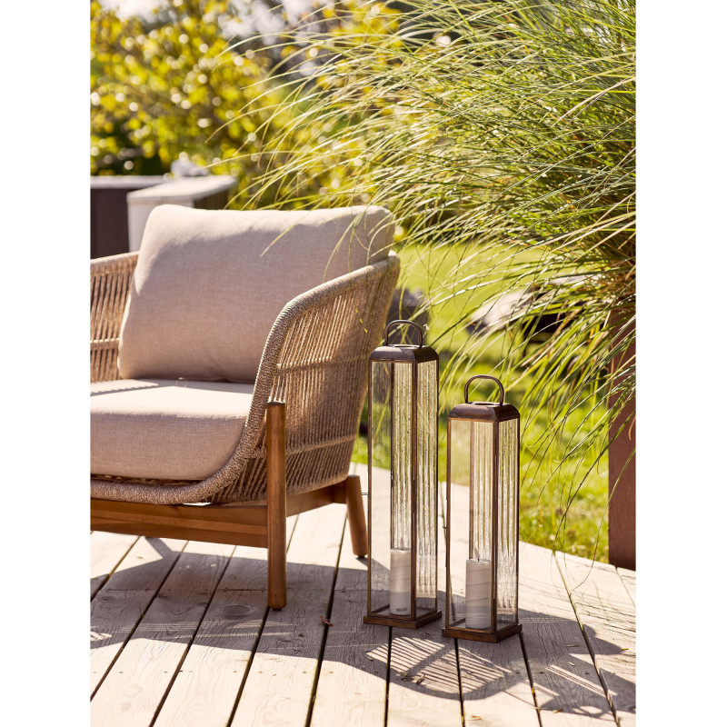 Herslev Lantern - Lantern, glass/metal, antique brass look 12x12x60 cm 