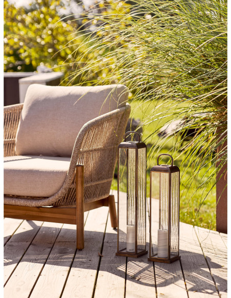 Herslev Lantern - Lantern, glass/metal, antique brass look 12x12x60 cm 