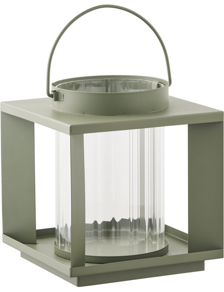 Lohals Lanterne - Lantern, glas/metal, grøn 18x18x20,5 cm