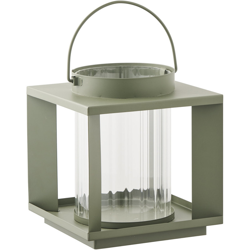 Lohals Lanterne - Lantern, glas/metal, grøn 18x18x20,5 cm