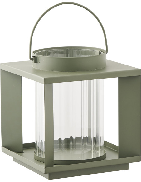 Lohals Lanterne - Lantern, glas/metal, grøn 18x18x20,5 cm