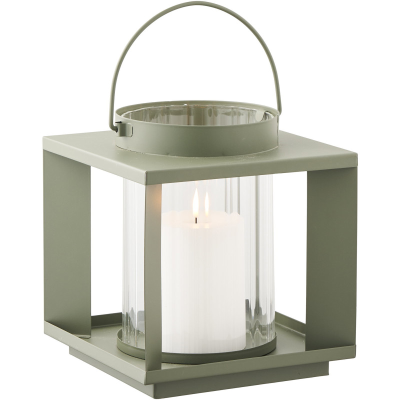 Lohals Lanterne - Lantern, glas/metal, grøn 18x18x20,5 cm 