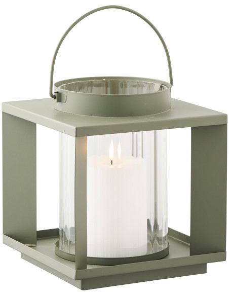 Lohals Lanterne - Lantern, glas/metal, grøn 18x18x20,5 cm 
