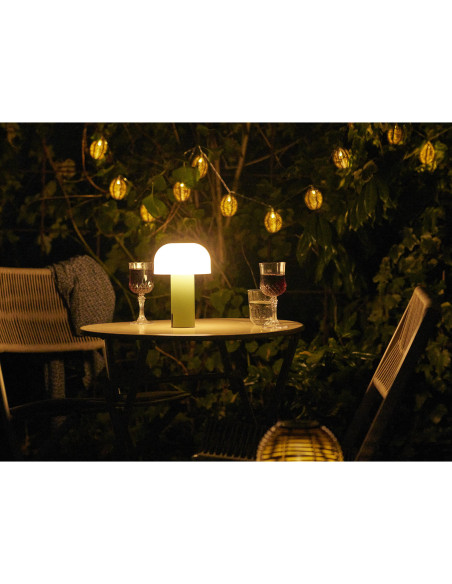 Soham LED Lamp - Lamp, rechargeable, white/green 