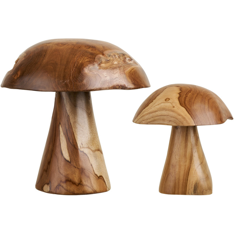 Kodi Decoration Mushrooms - Decoration Mushrooms, teak, natural, set of 2 