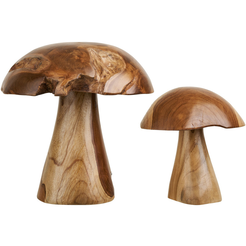 Kodi Decoration Mushrooms - Decoration Mushrooms, teak, natural, set of 2 