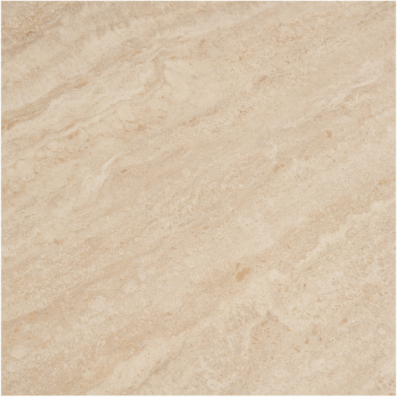 Table basse Ø70 cm céramique effet travertin et acier sable Annecy 