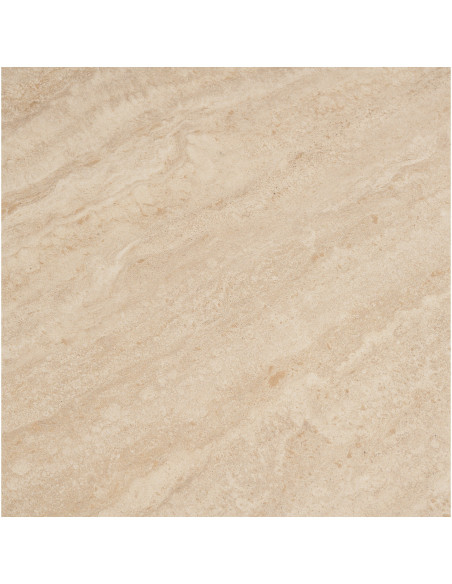 Table basse Ø70 cm céramique effet travertin et acier sable Annecy 