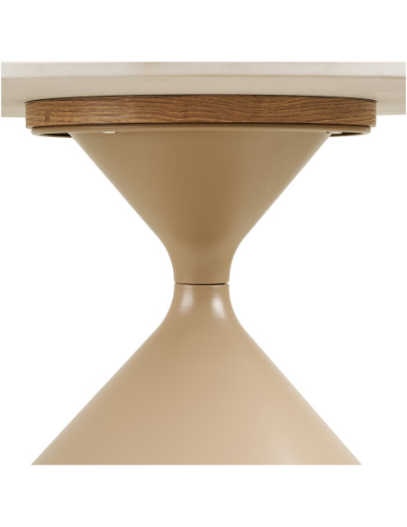 Table basse Ø70 cm céramique effet travertin et acier sable Annecy 