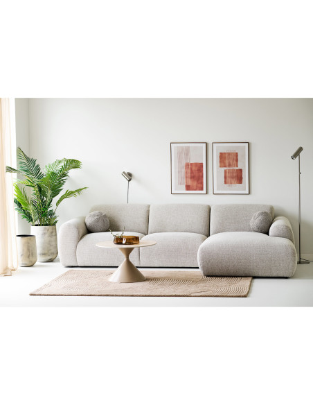 Table basse Ø70 cm céramique effet travertin et acier sable Annecy 