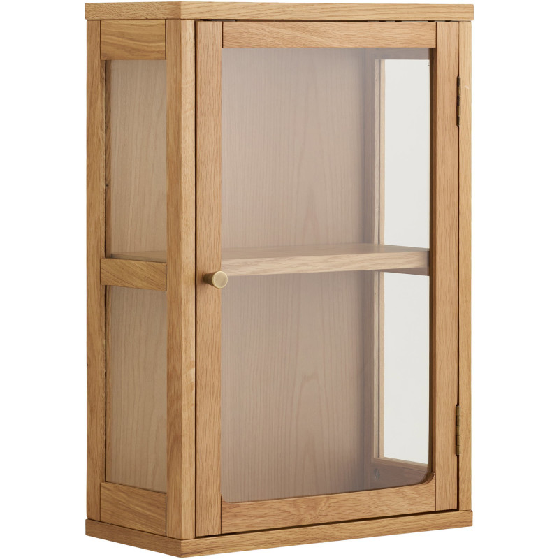 Vitrine murale 1 porte verre L40 cm chêne naturel H60 cm Zamora