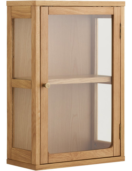 Vitrine murale 1 porte verre L40 cm chêne naturel H60 cm Zamora